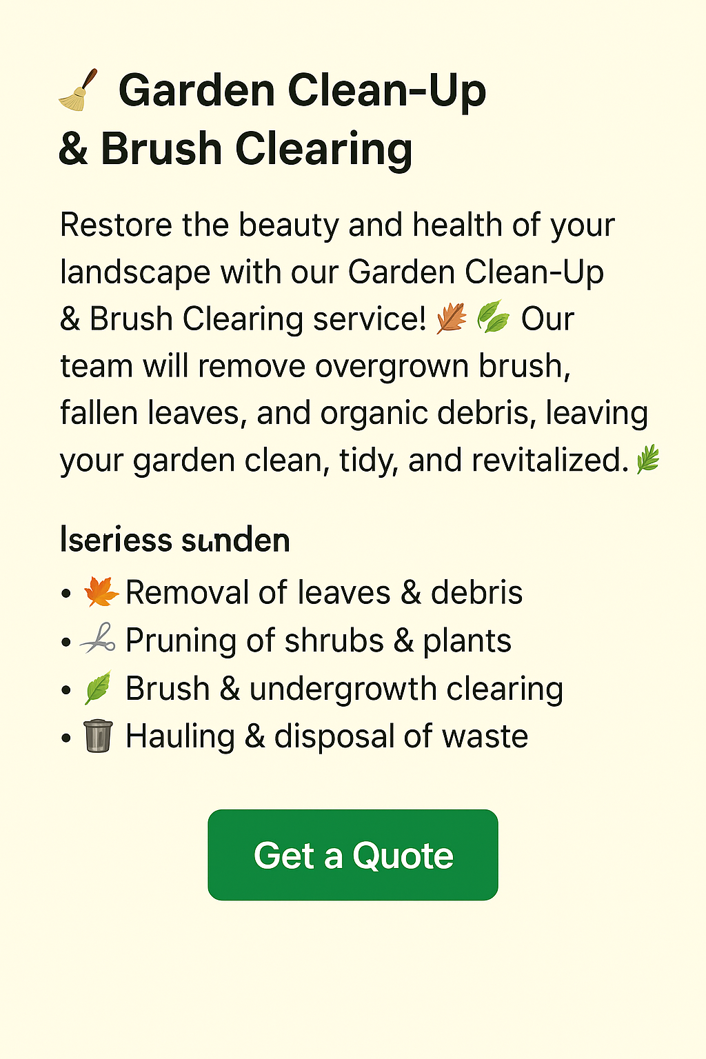 🧹 Garden Clean-Up & Brush Clearing – Refresh Your Outdoor Space