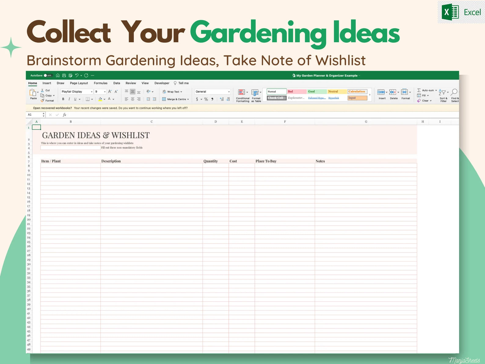 Garden Planner & Journal – Printable & Digital Plant Tracker + Calendar & Excel Template