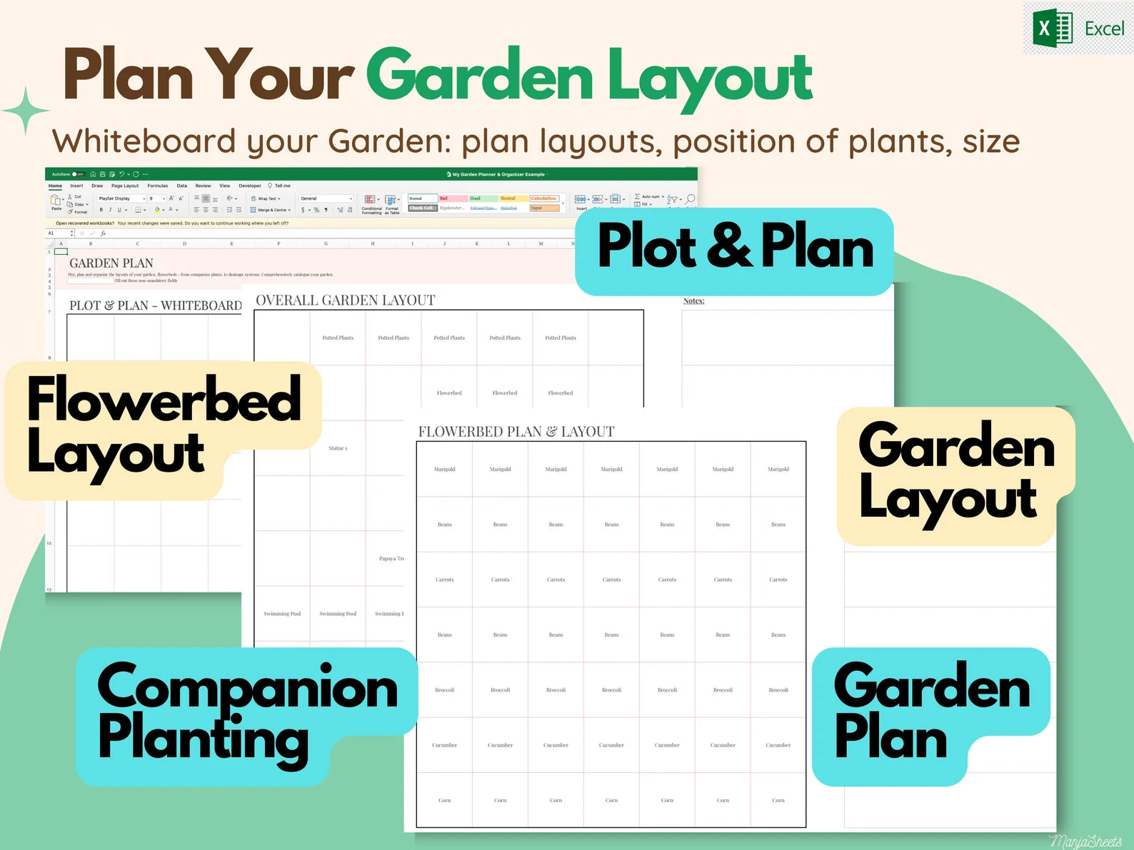 Garden Planner & Journal – Printable & Digital Plant Tracker + Calendar & Excel Template