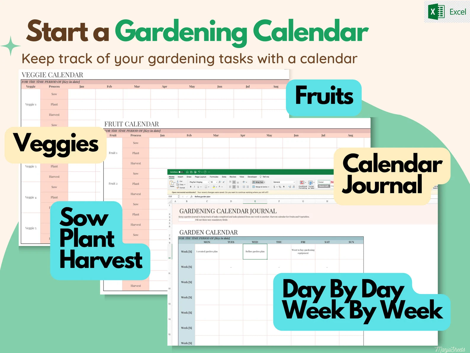 Garden Planner & Journal – Printable & Digital Plant Tracker + Calendar & Excel Template