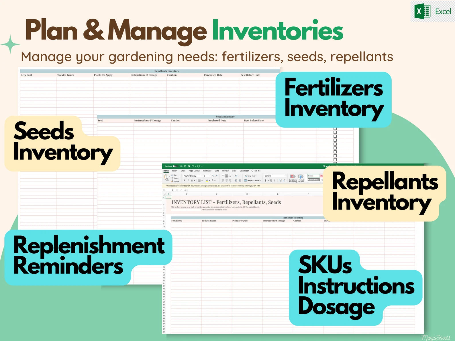 Garden Planner & Journal – Printable & Digital Plant Tracker + Calendar & Excel Template
