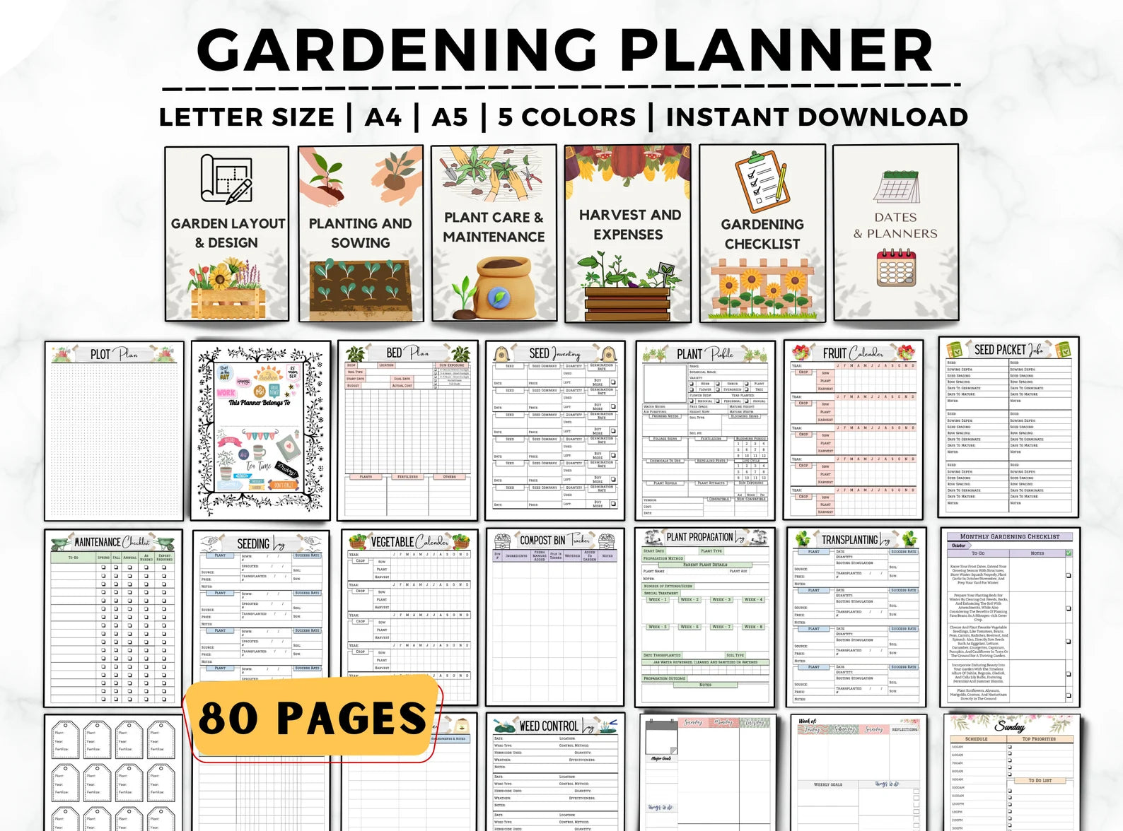 Garden Planner & Journal – Plant Care Tracker, Checklist & Gardening Organizer (Printable Binder)
