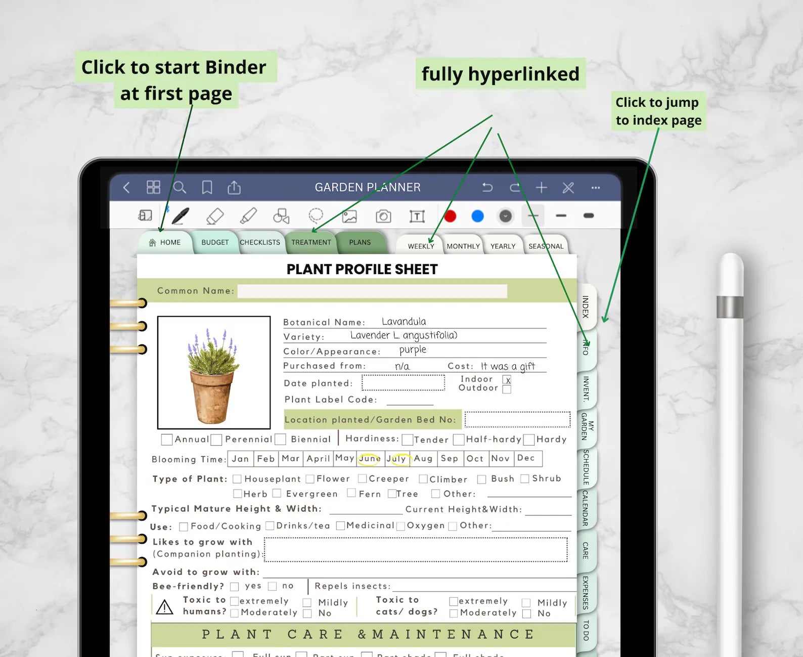 Garden Planner – Hyperlinked Gardening Journal & Organizer